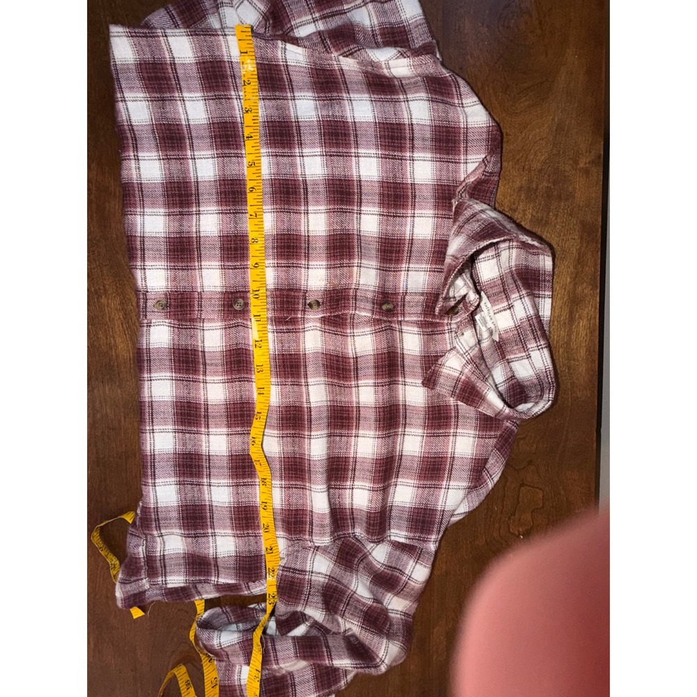 American Eagle Plaid Babydoll Tunic Flannel Top Boho Western - Picture 5 of 7